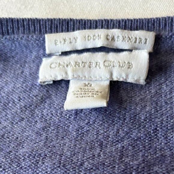 Charter Club 100% Cashmere Crewneck Sweater XL — Periwinkle (Lavender Blue) - Picture 8 of 12